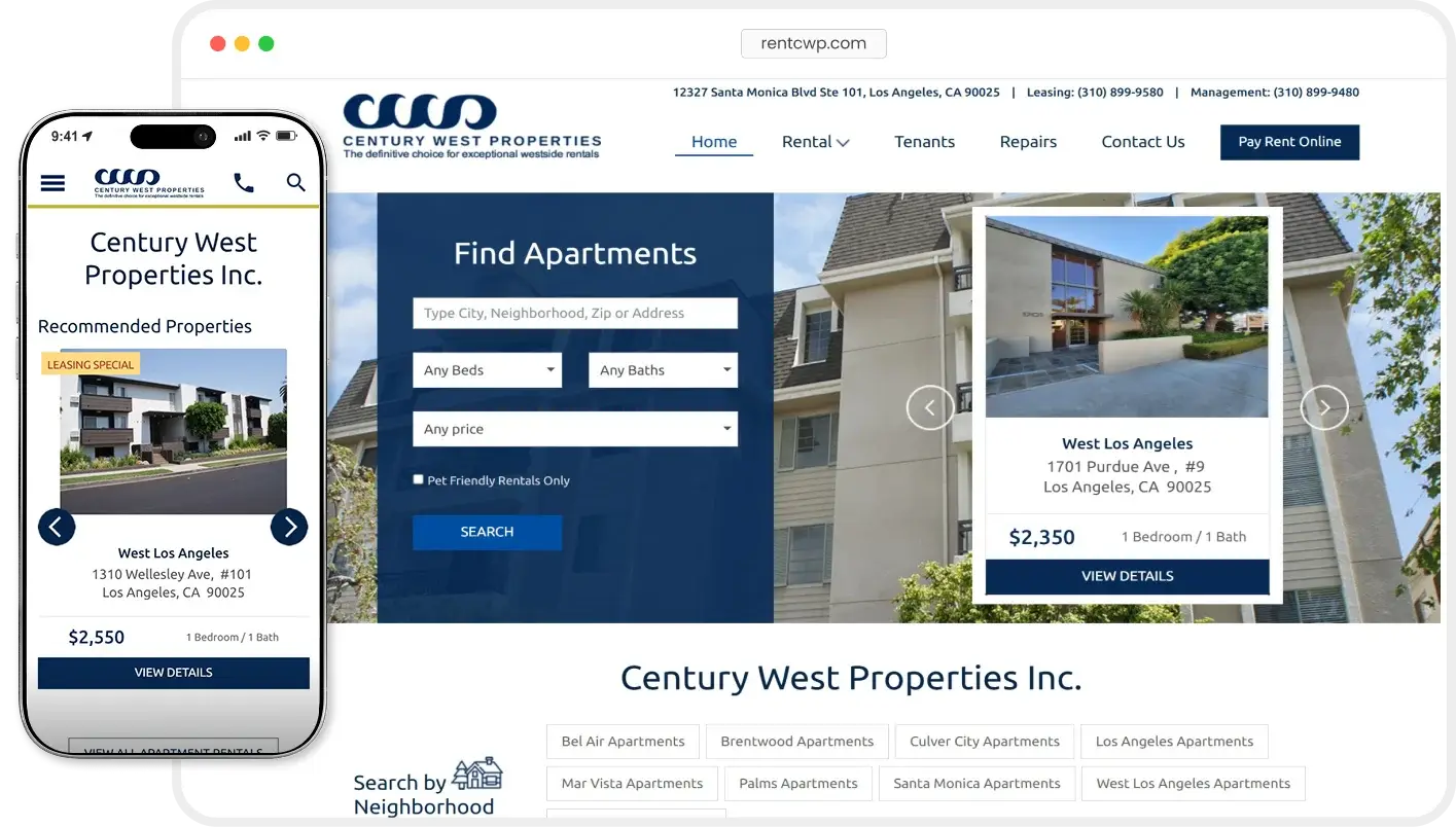 Century West Properties website analytics preview