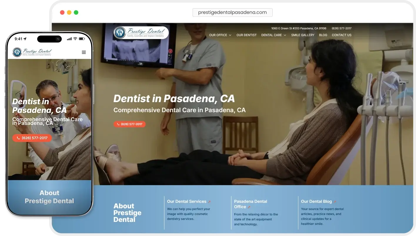 Prestige Dental Pasadena website analytics preview