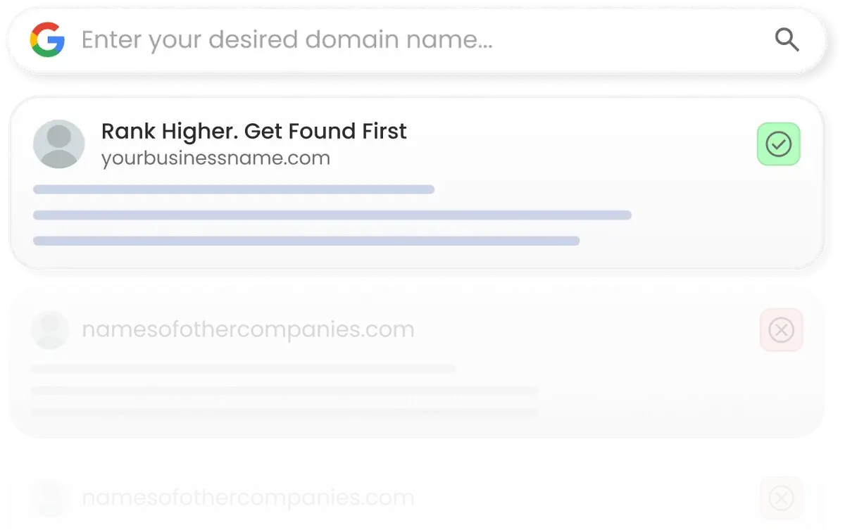 Google search results with your business ranked first above competitors