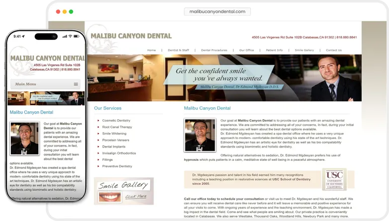 Malibu Canyon Dental website preview