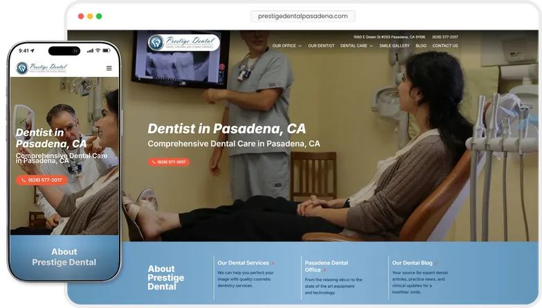 Prestige Dental Pasadena website preview