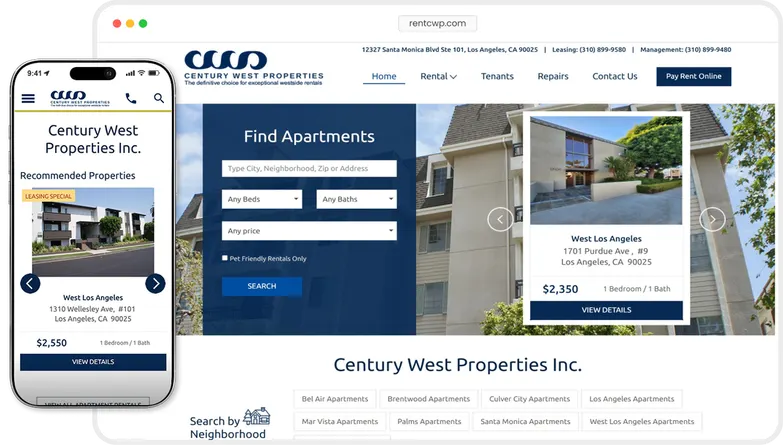 Century West Properties website preview