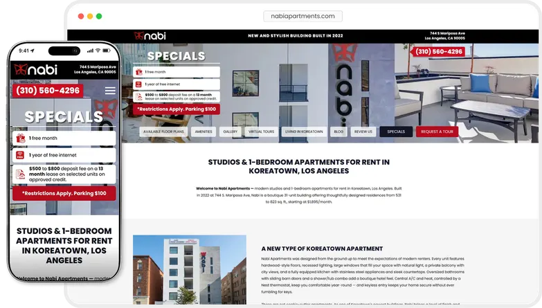 Nabi Apartments website preview