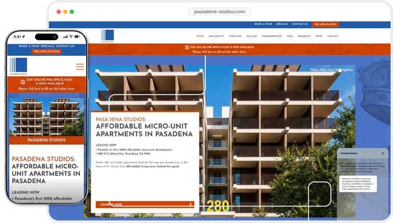 Pasadena Studios website preview