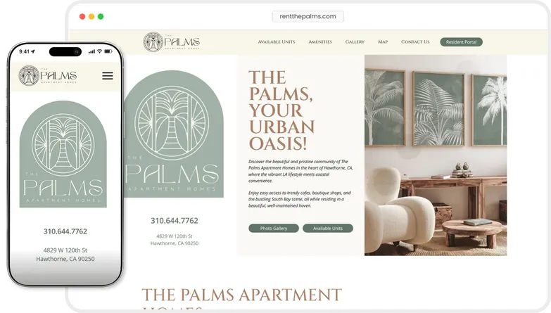 The Palms Apartment website preview