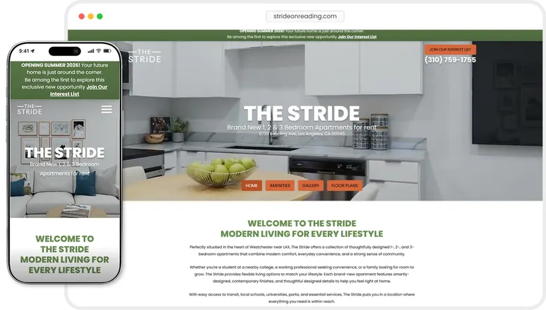 The Stride website preview