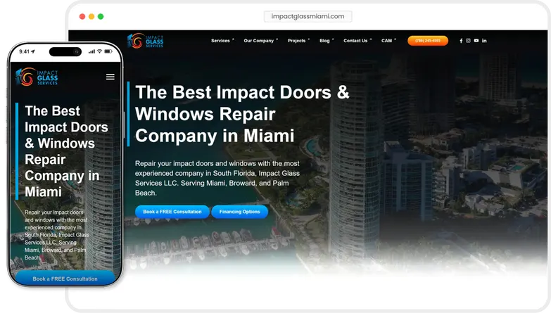 Impact Glass Services website preview
