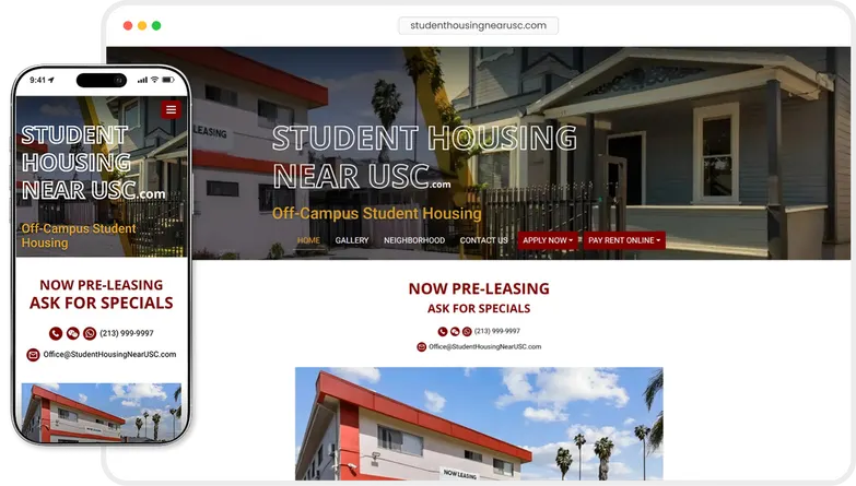 Student Housing Near USC website preview